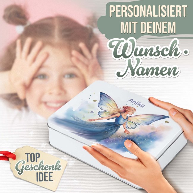 Kinder-Geschenkdose - Fee - mit Name - in drei Gr&ouml;&szlig;en