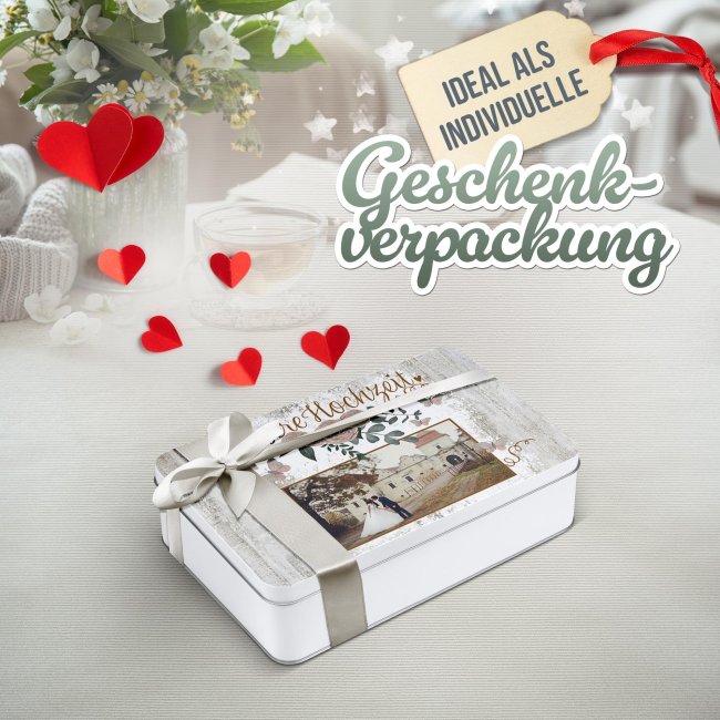 Hochzeit-Geschenkdose - Unsere Hochzeit - mit Foto - in drei Gr&ouml;&szlig;en