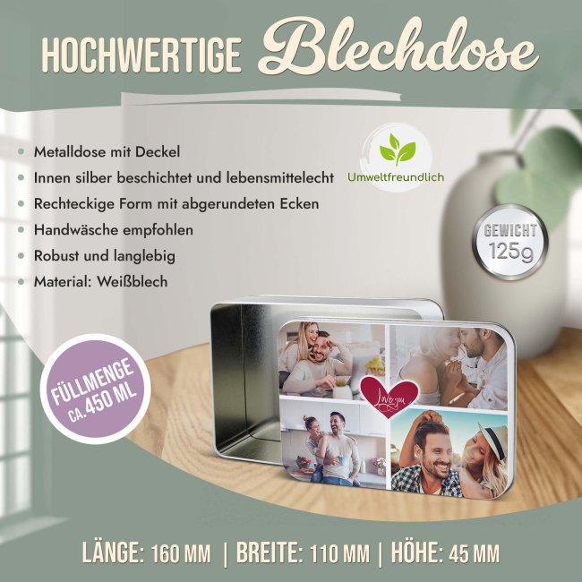 Liebe-Geschenkdose - Love you - mit Fotos - in drei Gr&ouml;&szlig;en
