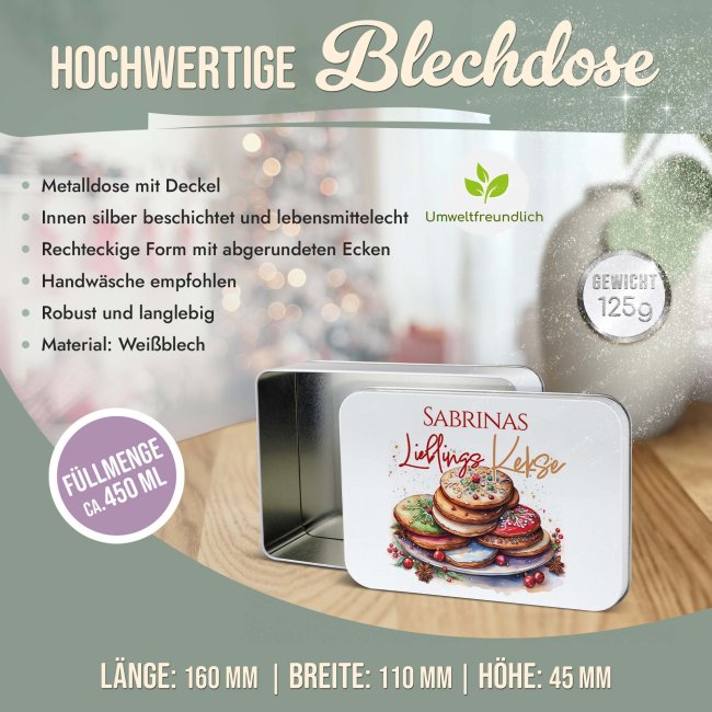 Keksdose mit Name - Lieblingskekse - 450 ml