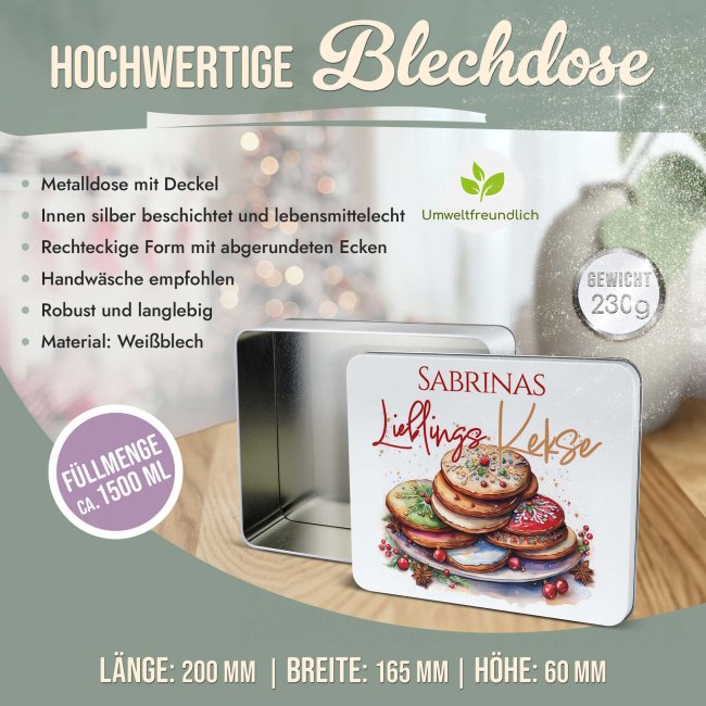 Keksdose mit Name - Lieblingskekse - 1500 ml