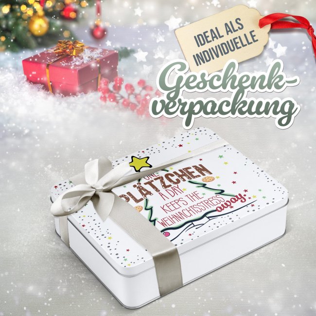 Weihnachtspl&auml;tzchen-Dose - one Pl&auml;tzchen a day - in drei Gr&ouml;&szlig;en