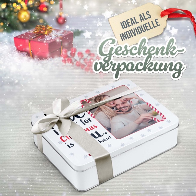 Weihnachtsdose - All I want - mit Foto - in drei Gr&ouml;&szlig;en