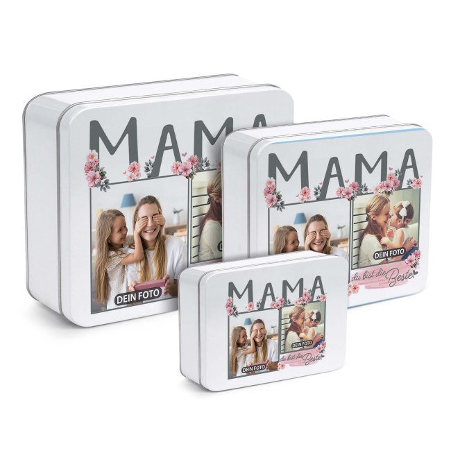 Geschenkdose - Du bist die Beste Mama - mit Fotos - in drei Gr&ouml;&szlig;en