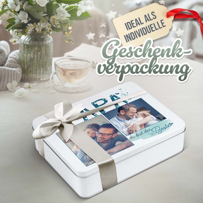 Geschenkdose - Du bist der Beste Papa - mit Fotos - in drei Gr&ouml;&szlig;en