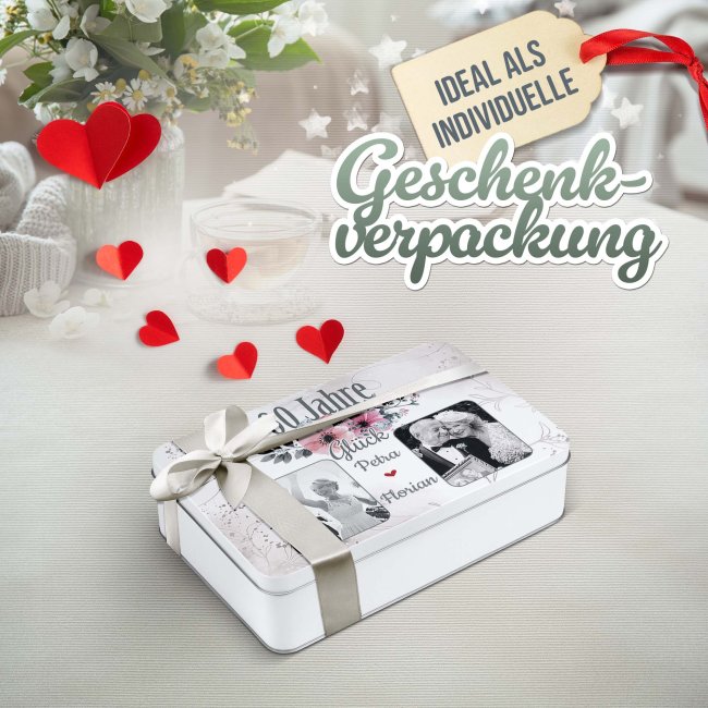 Geschenkdose zum 60. Hochzeitstag - Diamantene Hochzeit - mit Fotos &amp; Namen - in drei Gr&ouml;&szlig;en