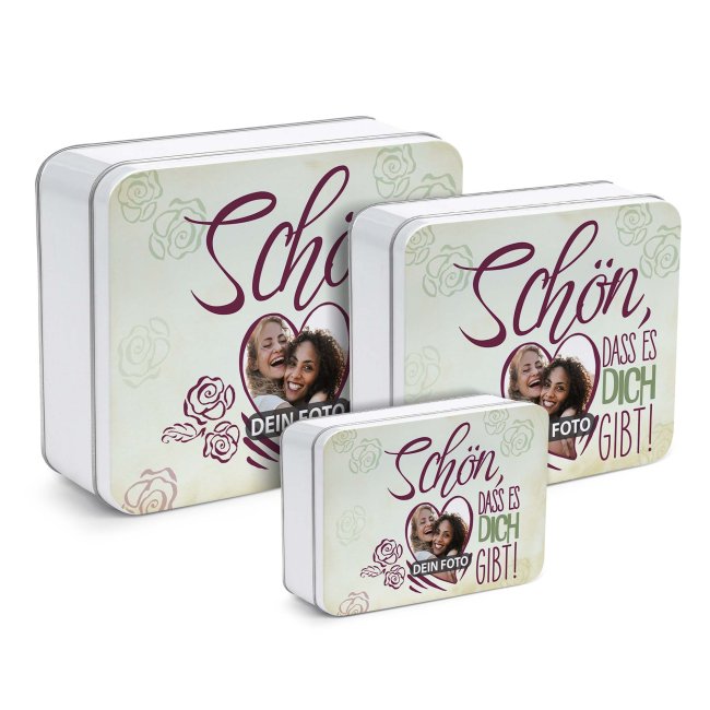 Geschenkdose - Sch&ouml;n das es dich gibt - mit Foto - in drei Gr&ouml;&szlig;en