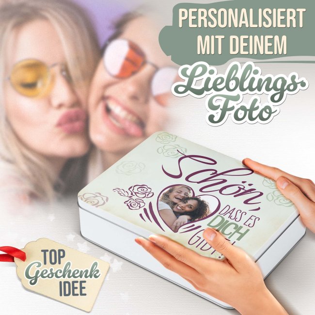 Geschenkdose - Sch&ouml;n das es dich gibt - mit Foto - in drei Gr&ouml;&szlig;en