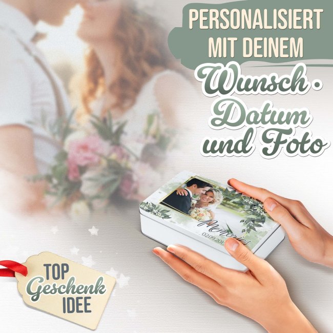 Liebe-Geschenkdose - Memories - mit Foto &amp; Datum - in drei Gr&ouml;&szlig;en
