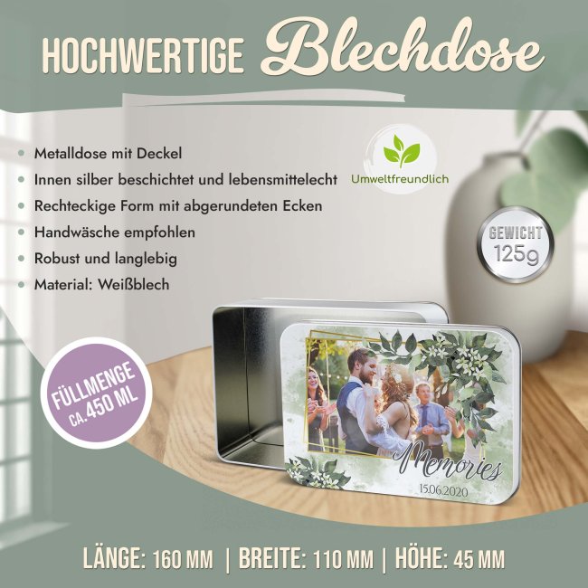 Liebe-Geschenkdose - Memories - mit Foto &amp; Datum - in drei Gr&ouml;&szlig;en