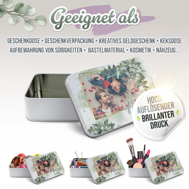 Liebe-Geschenkdose - Memories - mit Foto &amp; Datum - in drei Gr&ouml;&szlig;en