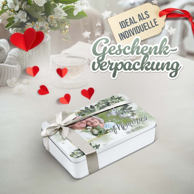 Liebe-Geschenkdose - Memories - mit Foto &amp; Datum - in drei Gr&ouml;&szlig;en