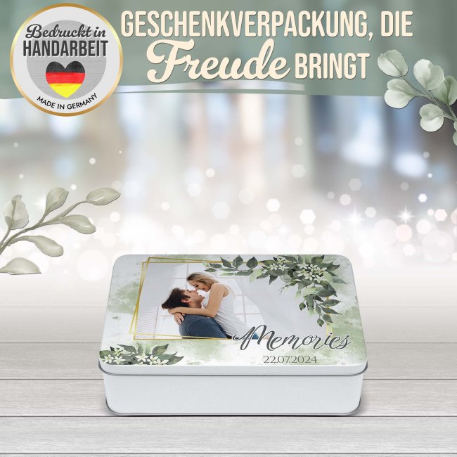 Liebe-Geschenkdose - Memories - mit Foto &amp; Datum - in drei Gr&ouml;&szlig;en