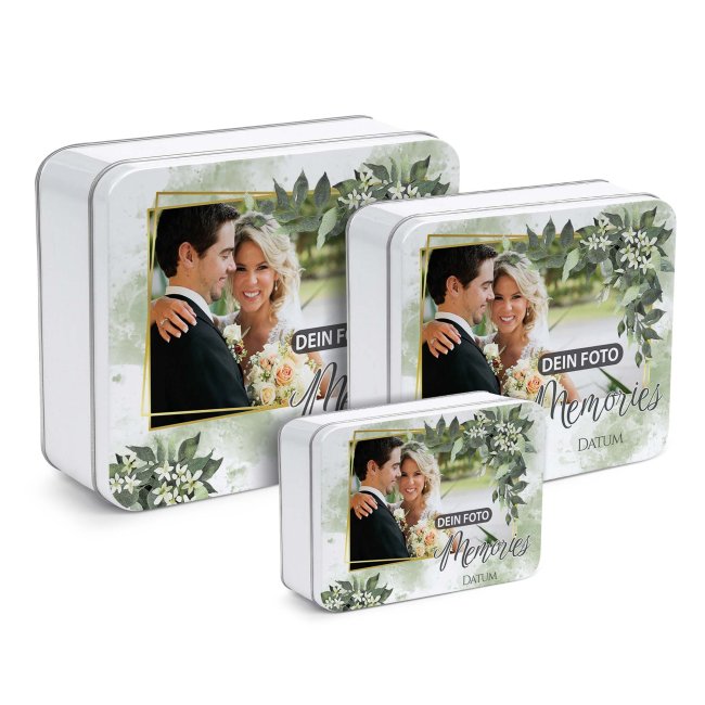 Liebe-Geschenkdose - Memories - mit Foto &amp; Datum - in drei Gr&ouml;&szlig;en