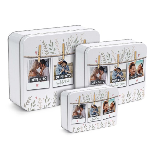 Liebe-Geschenkdose - Polaroids - mit 3 Fotos - in drei Gr&ouml;&szlig;en