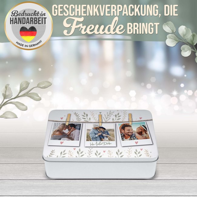 Liebe-Geschenkdose - Polaroids - mit 3 Fotos - in drei Gr&ouml;&szlig;en