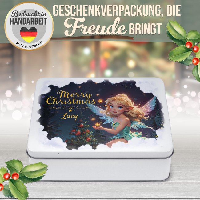 Weihnachts-Geschenkdose - Fee - mit Name - in drei Gr&ouml;&szlig;en