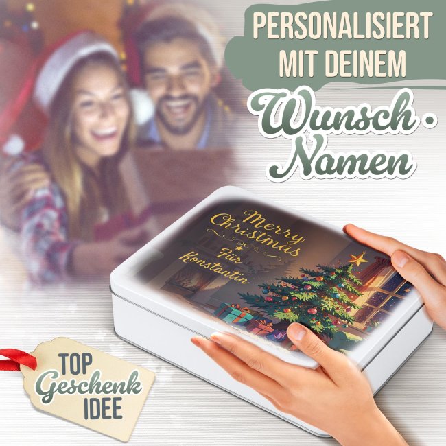 Geschenkdose - Merry Christmas - mit Wunschtext - in drei Gr&ouml;&szlig;en