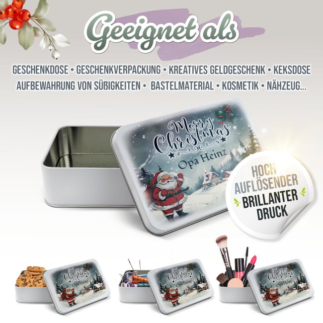Weihnachtsdose - Merry Christmas - mit Name - 1500 ml