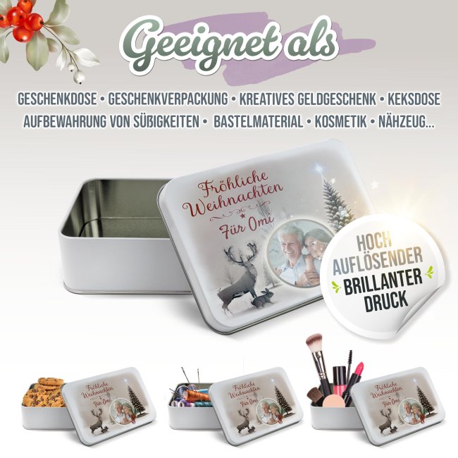 Geschenkdose - Fr&ouml;hliche Weihnachten - mit Foto &amp; Name - 1500 ml
