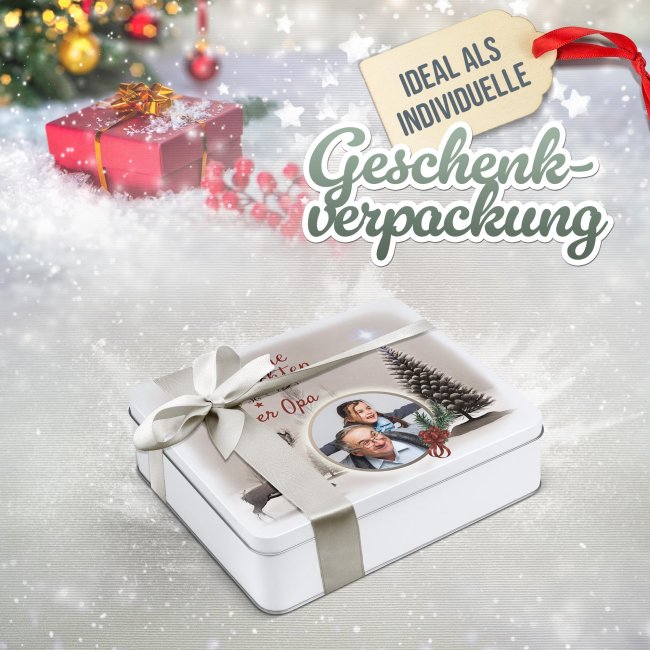 Geschenkdose - Fr&ouml;hliche Weihnachten - mit Foto &amp; Name - 1500 ml