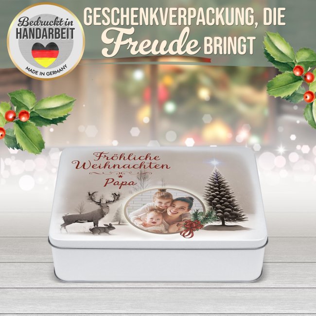Geschenkdose - Fr&ouml;hliche Weihnachten - mit Foto &amp; Name - 1500 ml