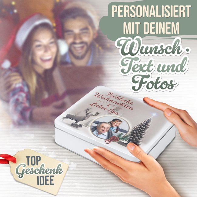 Geschenkdose - Fr&ouml;hliche Weihnachten - mit Foto &amp; Name - 1500 ml