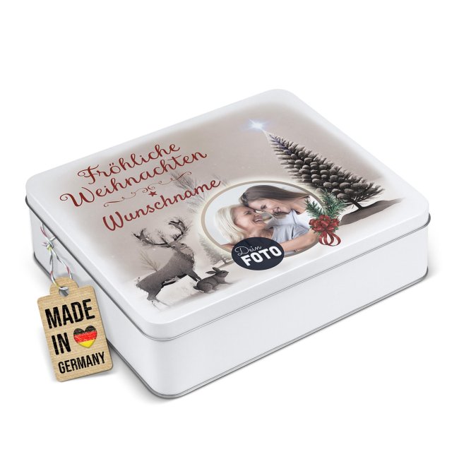 Geschenkdose - Fr&ouml;hliche Weihnachten - mit Foto &amp; Name - 1500 ml