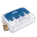 Geschenkdose mit Name - Merry Christmas - in Blau - in...