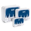 Geschenkdose mit Name - Merry Christmas - in Blau - in...