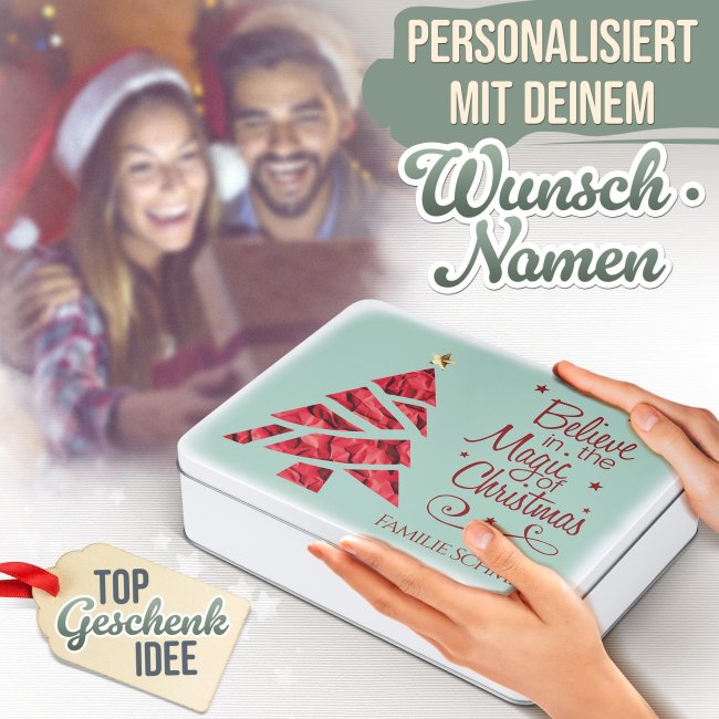 Geschenkdose Weihnachten - Believe in Magic - mit Name - in drei Gr&ouml;&szlig;en