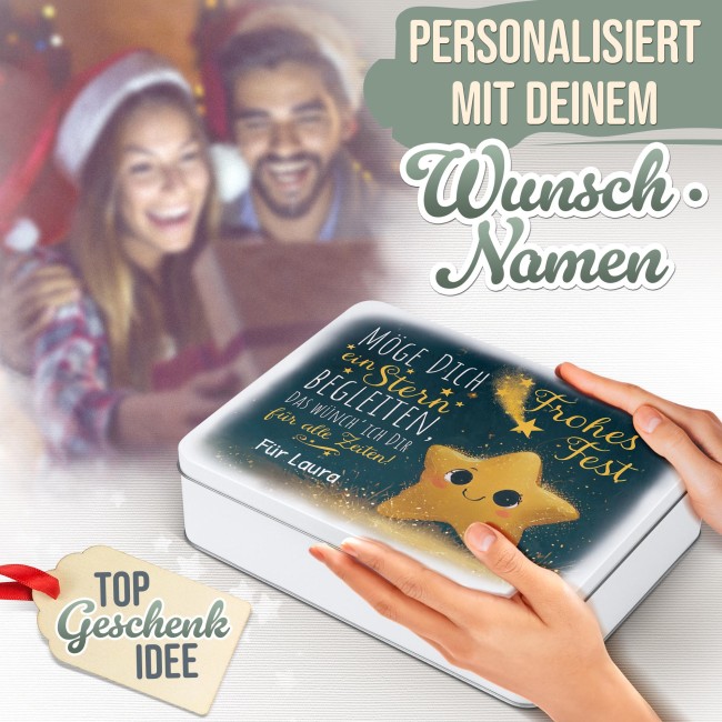 Geschenkdose Weihnachten - M&ouml;ge Dich ein Stern begleiten - mit Name - in drei Gr&ouml;&szlig;en