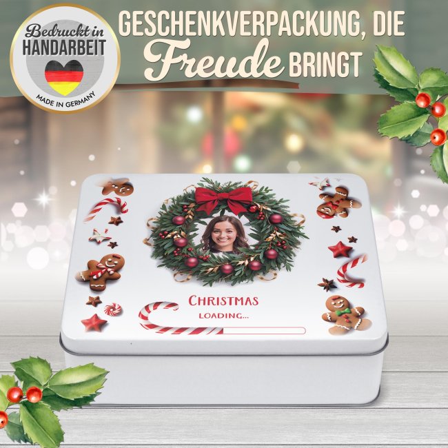 Weihnachts-Geschenkdose - Christmas Loading - mit Foto - in drei Gr&ouml;&szlig;en