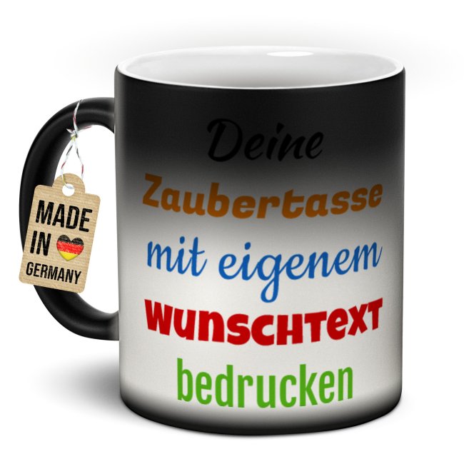 Magic Mug Zaubertasse mit Wunschtext - 300 ml - Druck beidseitig