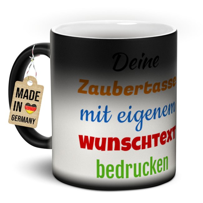 Magic Mug Zaubertasse mit Wunschtext - 300 ml - Druck mittig