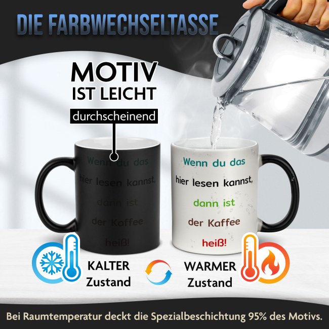 Magic Mug Zaubertasse mit Wunschtext - 300 ml - Druck mittig