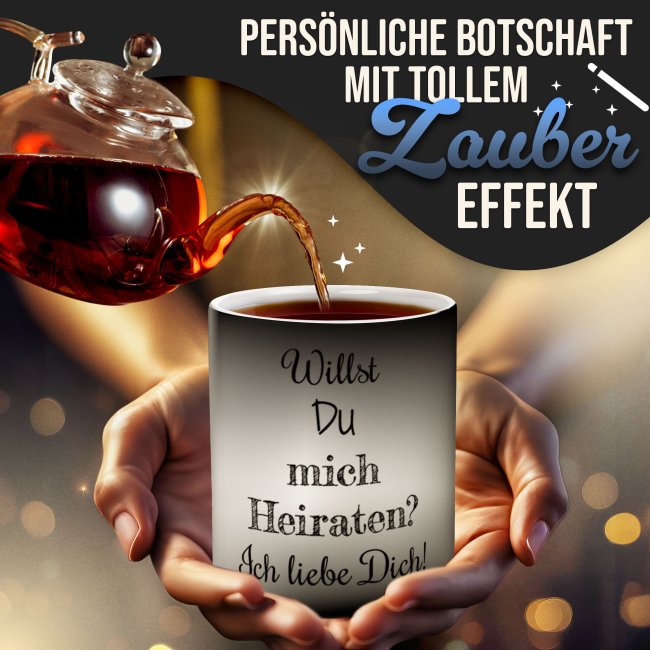 Magic Mug Zaubertasse mit Wunschtext - 300 ml - Druck mittig