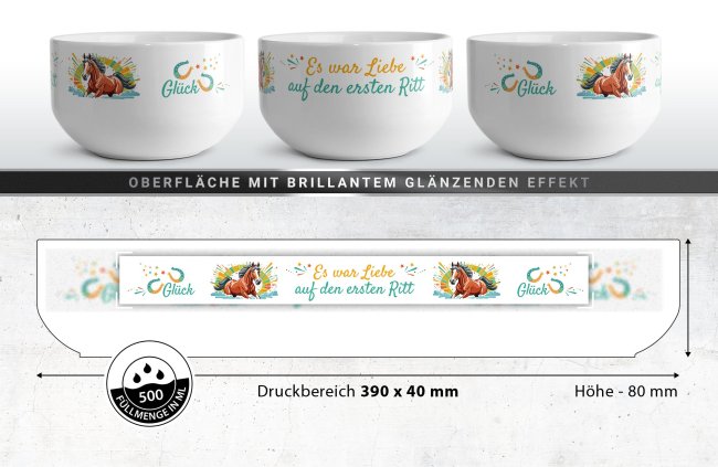 Pferde-M&uuml;slisch&uuml;ssel - Liebe auf den ersten Ritt - 500 ml