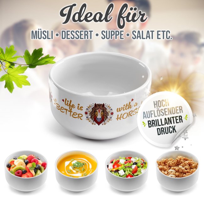 Pferde-M&uuml;slisch&uuml;ssel - Life is better with a horse - 500 ml