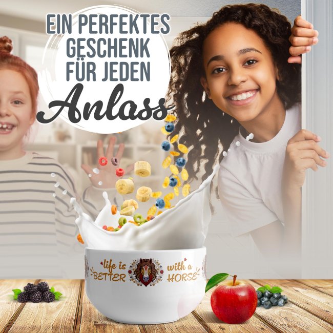 Pferde-M&uuml;slisch&uuml;ssel - Life is better with a horse - 500 ml