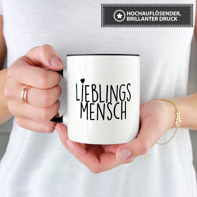 Tasse - Lieblingsmensch - Innen & Henkel Schwarz