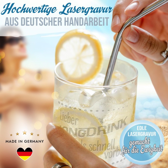 Graviertes Longdrinkglas - Lieber Long-drink als schnell vorbei - mit Name