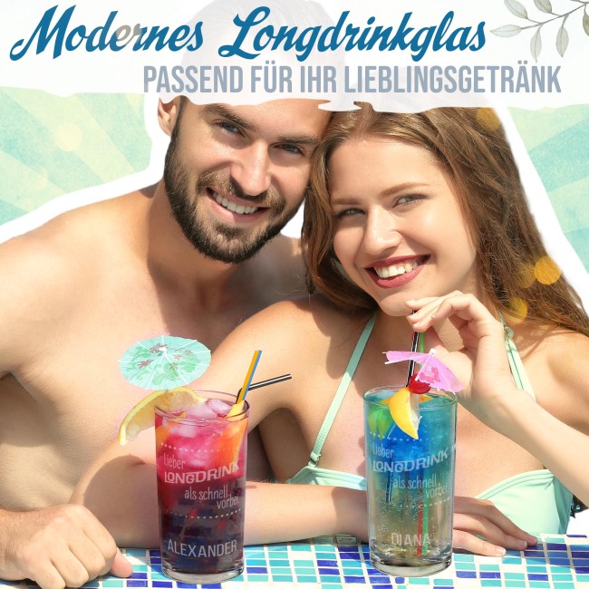 Graviertes Longdrinkglas - Lieber Long-drink als schnell vorbei - mit Name