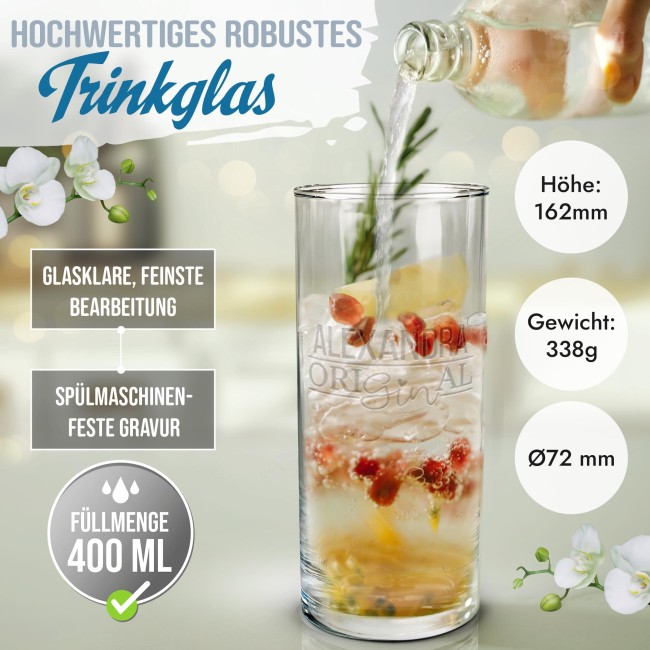 Graviertes Longdrinkglas - OriGINal - mit Name personalisieren