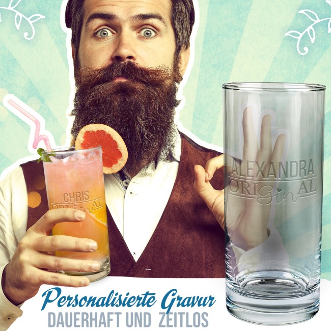 Graviertes Longdrinkglas - OriGINal - mit Name personalisieren