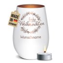 Weihnachts-Windlicht mit Gravur - Kranz - mit Name -...