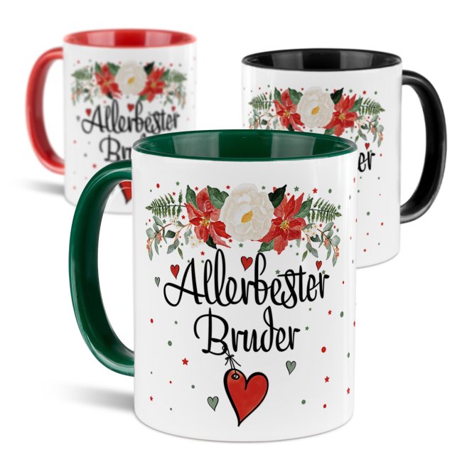 Weihnachtstasse f&uuml;r Bruder - in 4 Farben