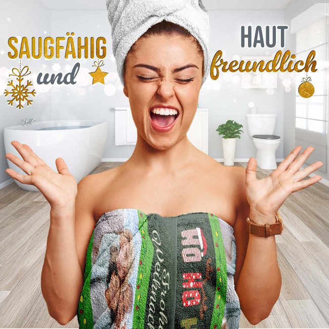 Weihnachts-Handtuch mit Foto - Ho Ho Ho - in drei Gr&ouml;&szlig;en