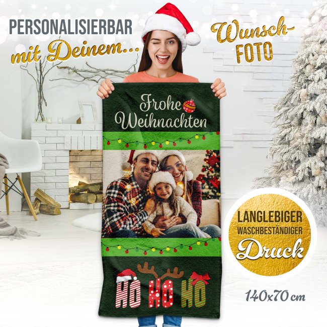 Weihnachts-Handtuch mit Foto - Ho Ho Ho - in drei Gr&ouml;&szlig;en