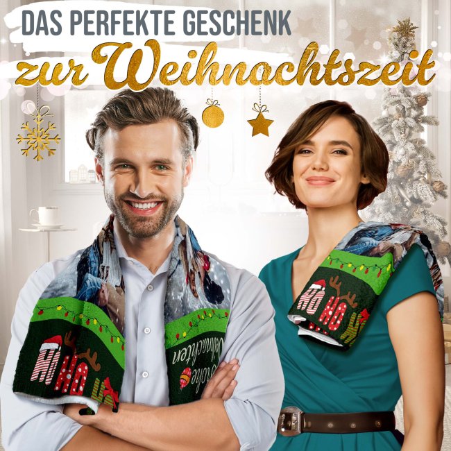 Weihnachts-Handtuch mit Foto - Ho Ho Ho - in drei Gr&ouml;&szlig;en